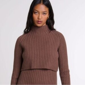 NWT Maje Wool Brown Cropped Sweater US S/M FR 36